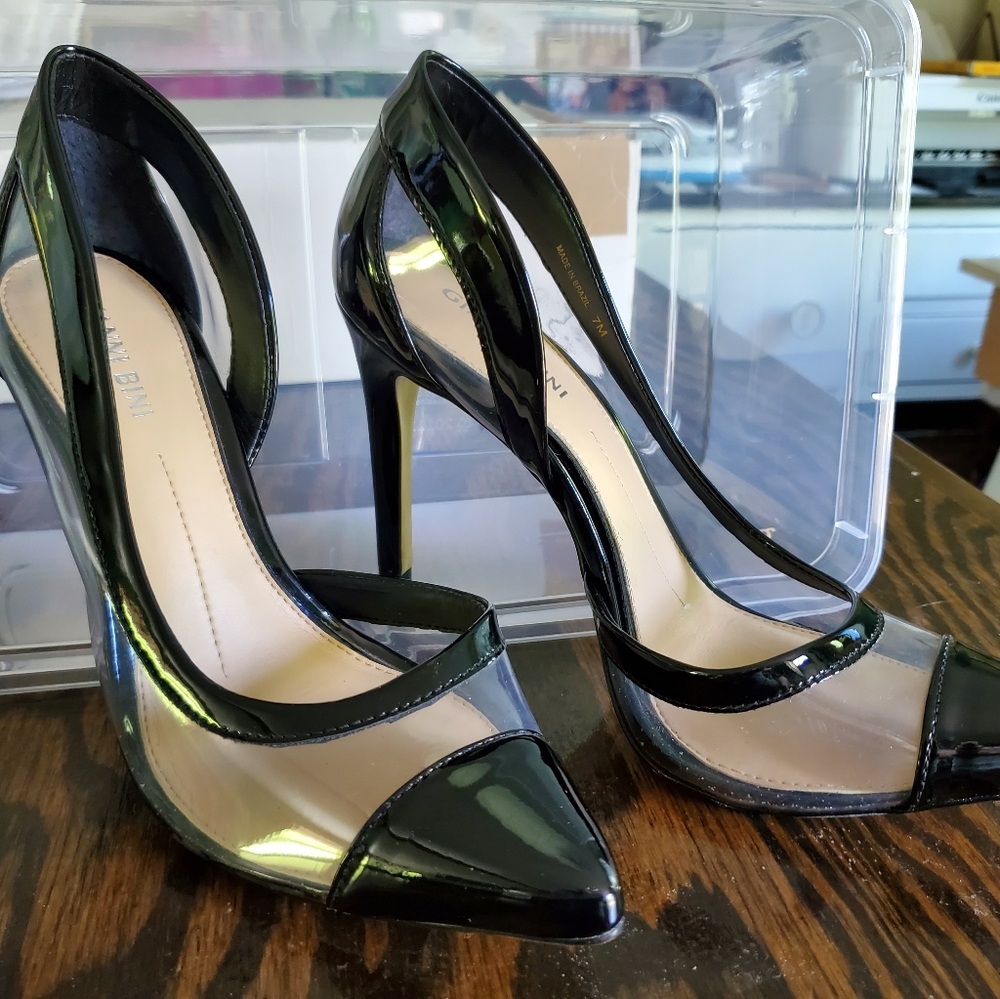 Gianni bini women's clear and black shoes size 7